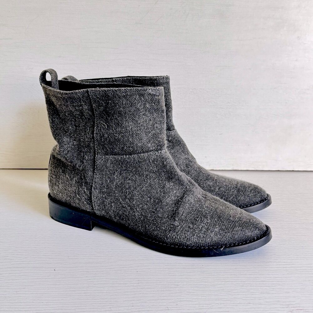 Theyskens’ Theory Ankle Boots Women’s US 6.5 EU 36.5 Gray Canvas Designer Italy